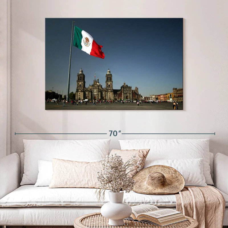 Drapeau mexicain Sirci à Zocalo, H 32 po x l 48 po