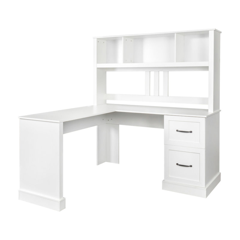 Bureau d'ordinateur à domicile avec huche, Blanc