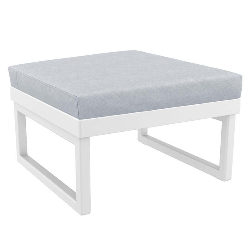 Repose-pieds d'extérieur avec coussin Lane, Blanc, Toile granit Sunbrella®