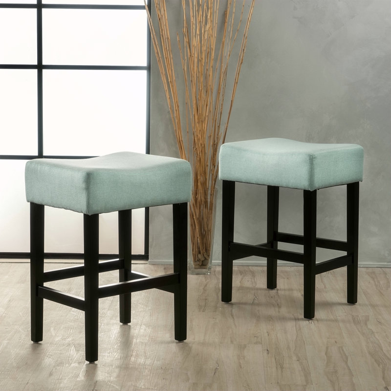 Ensemble de 2 tabourets de bar à hauteur de comptoir sans dossier 26,75 po, bleu clair
