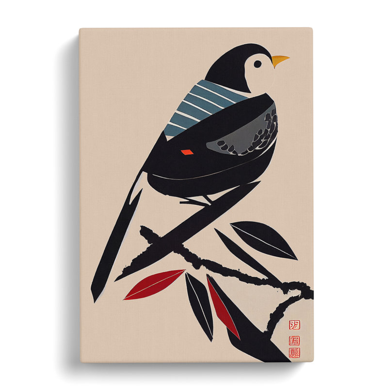 A Japanese Bird - Wrapped Canvas Print, 76cm H x 50cm W x 3cm D