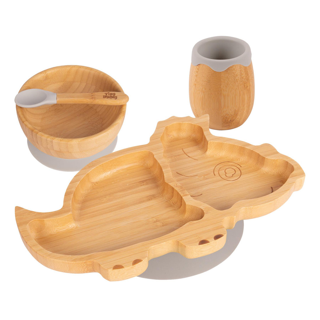 Tiny Dining - Dinosaur Bamboo Suction Baby Feeding Set - 4pc