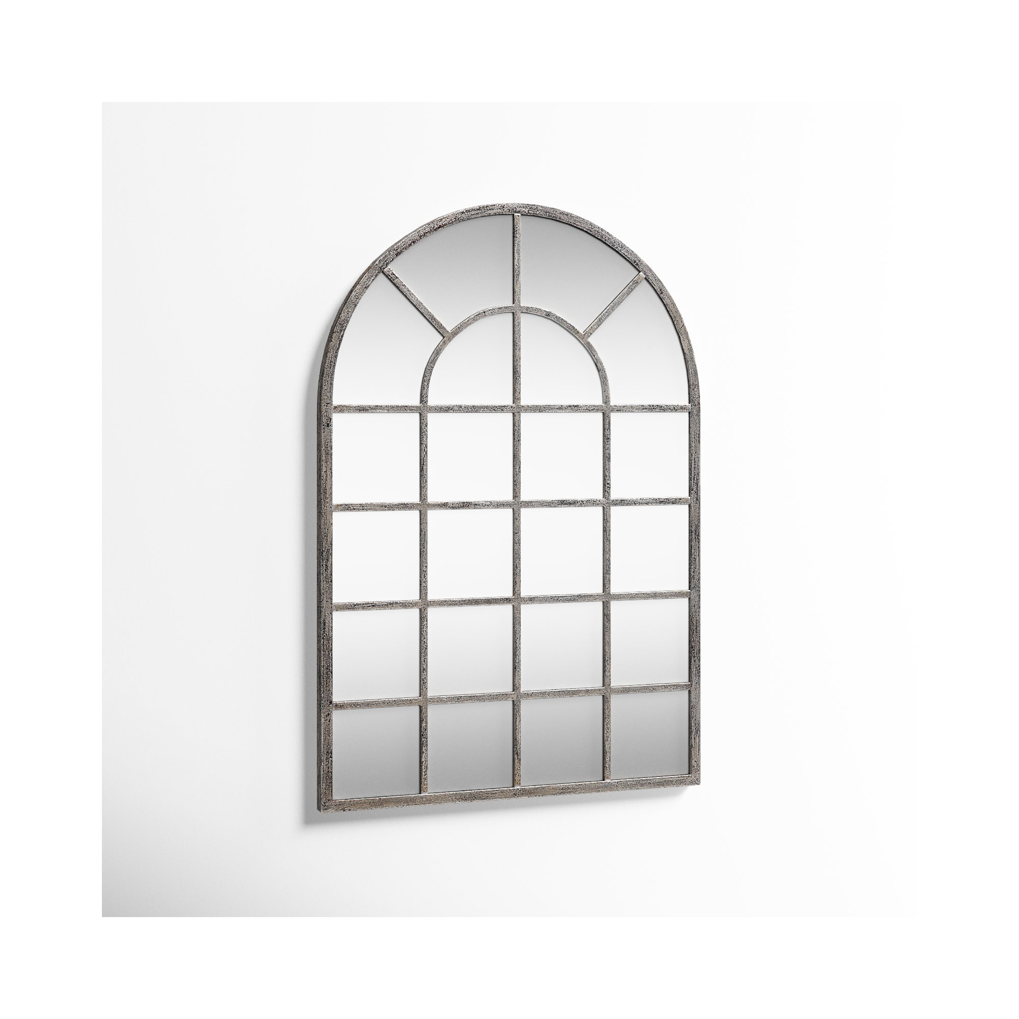 Dellrey Arch Wall Mirror, Gray, 44" x 30", Flat