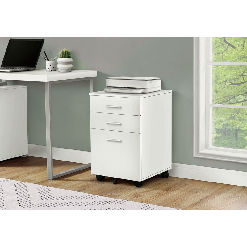Classeur, mobile à roulettes, tiroirs de rangement, support pour imprimante, bureau, travail, stratifié, Blanc