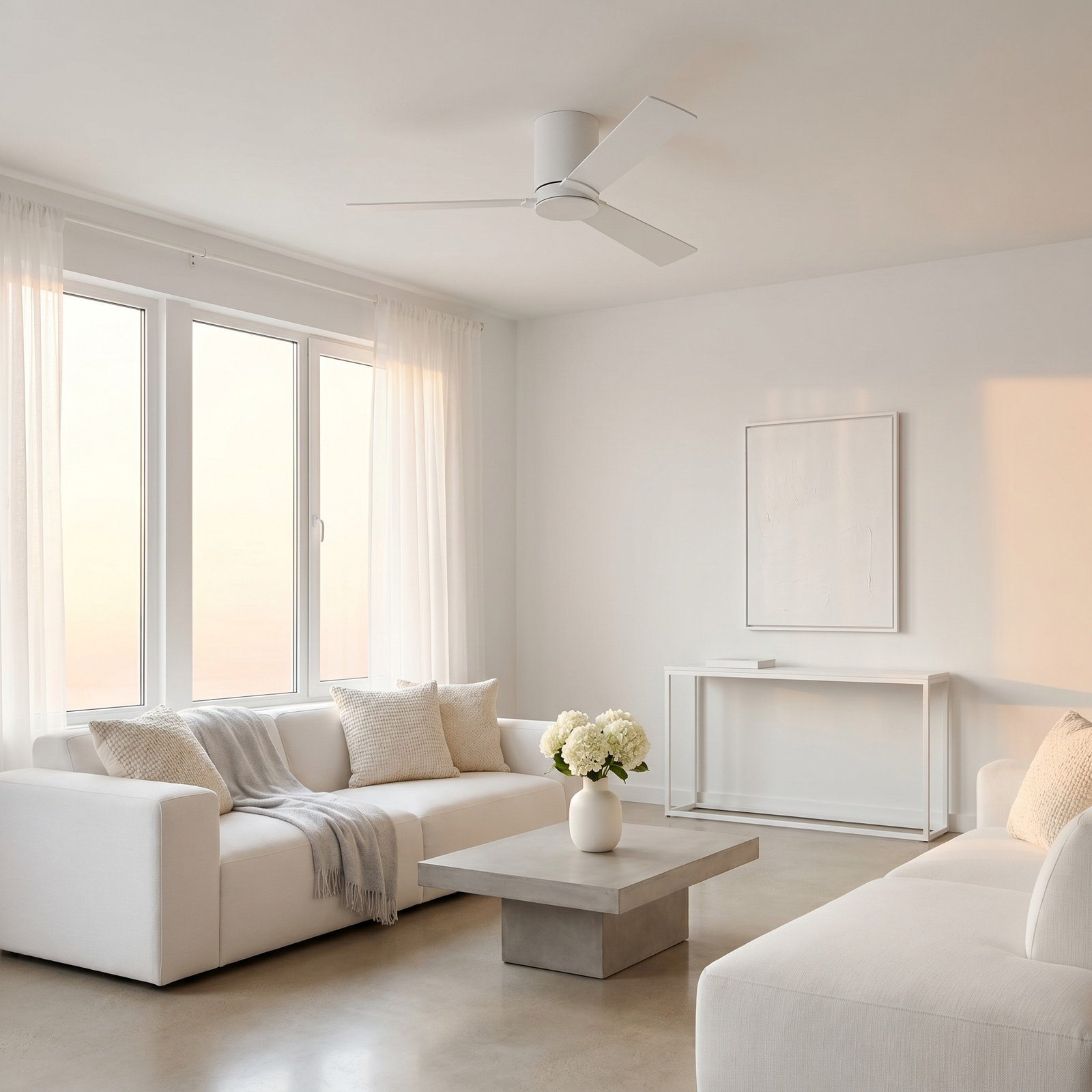 Salma 3 Blade Ceiling Fan, 9.3" H x 44" W, Matte White, Matte White