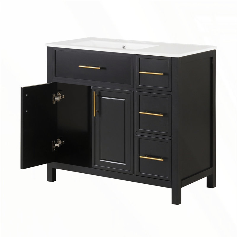 Meuble-lavabo 36 po avec comptoir d'évier, Noir
