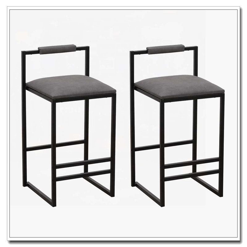 Tabouret de bar rembourré en similicuir, Noir