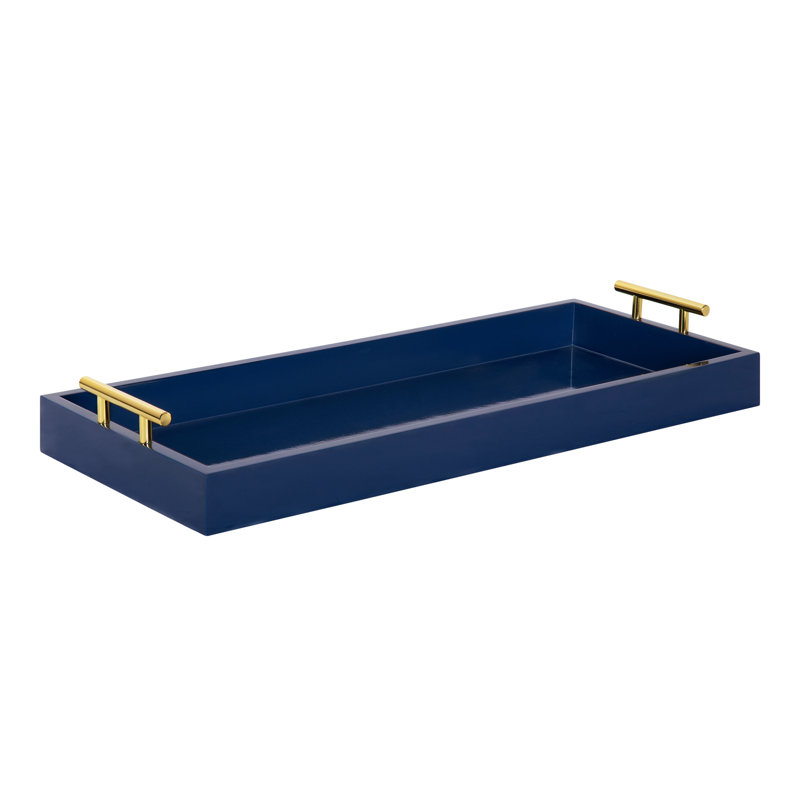 Norvan 24'' W Rectangular Decorative Tray , Navy Blue