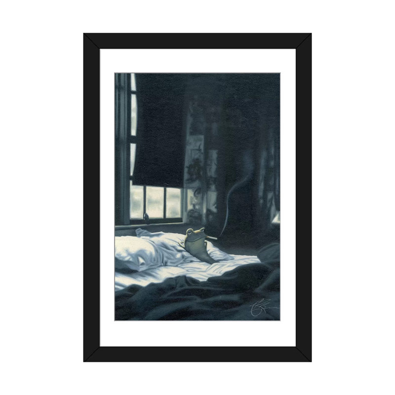 «Smokin 'Frog» par James Bennett - Estampe numérique sur toile tendue avec châssis, H 32 po x l 24 po x P 1 po, Blanc