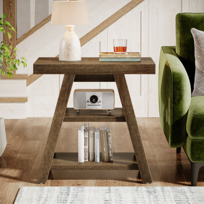 3-Tier Farmhouse End Table Narrow Sofa Side Table