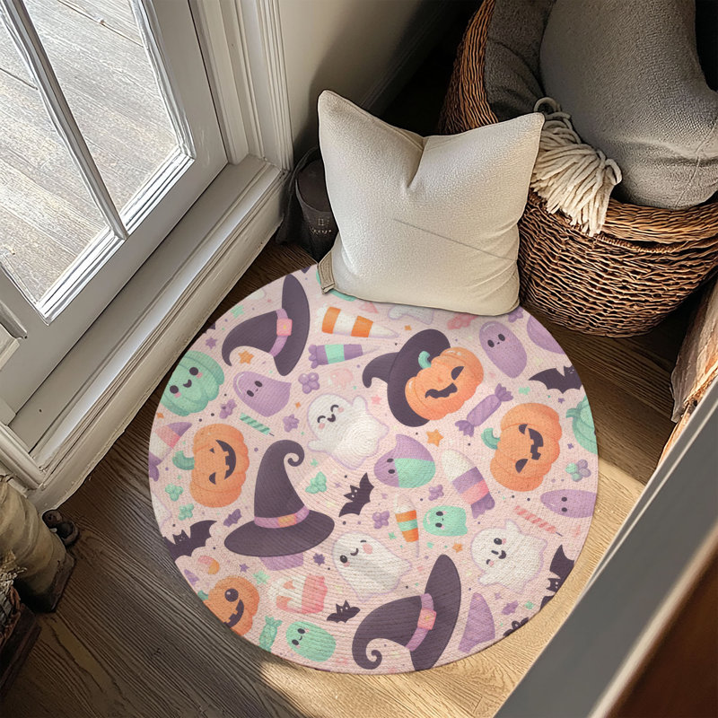 Blush Boo Bash Braided Rug, Round 5'