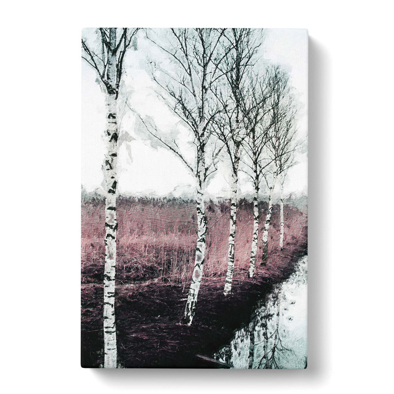 Row of Birch Trees - Wrapped Canvas Painting Print, 76cm H x 50cm W x 3cm D