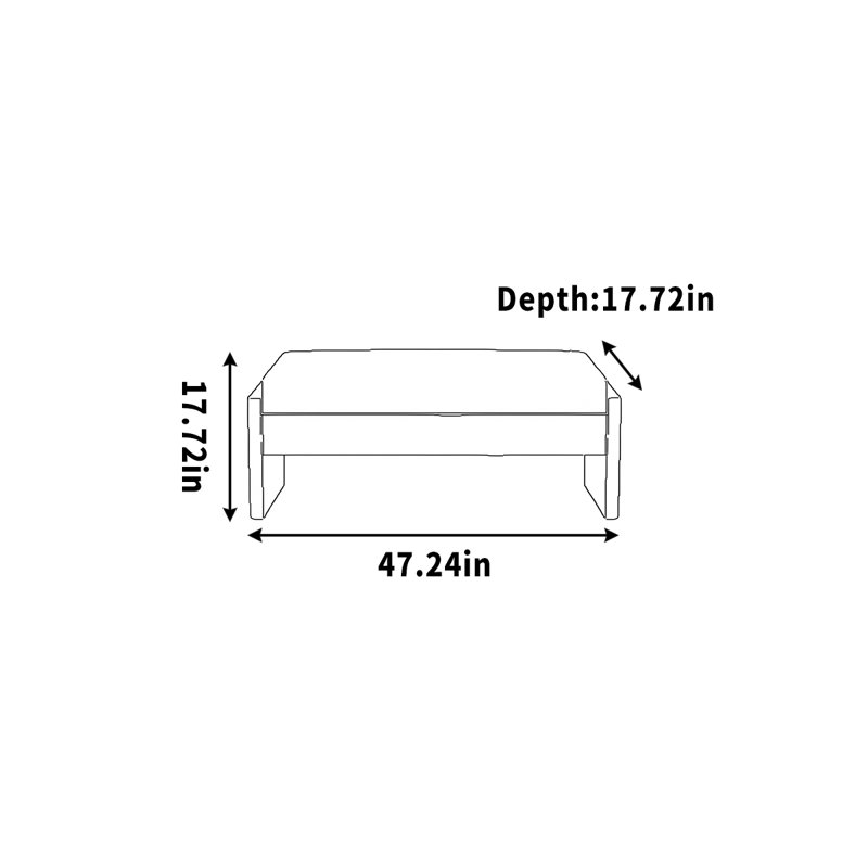 Banc simple pour vêtements, H 17,72 po x l 47,24 po x P 17,72 po