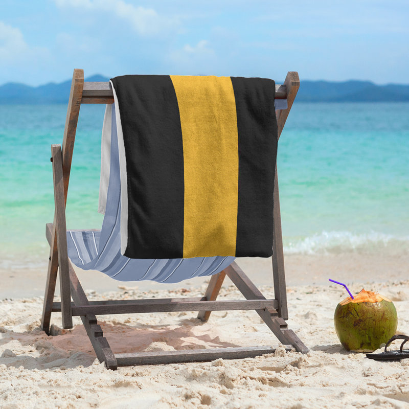 Lightweight Beach Towel, Black/Pittsburgh Gold/Black, Poly/Cotton