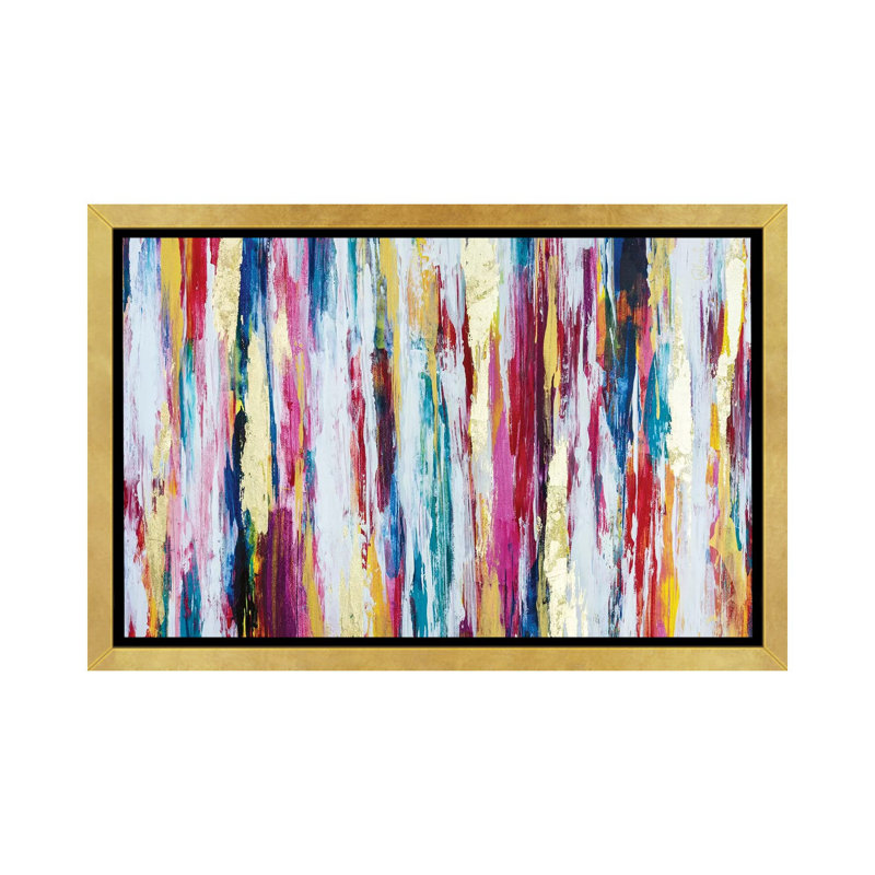 Pensées pleines de couleurs par Nikki Chauhan, H 40 po x l 60 po x P 1,5 po, Papier encadré doré
