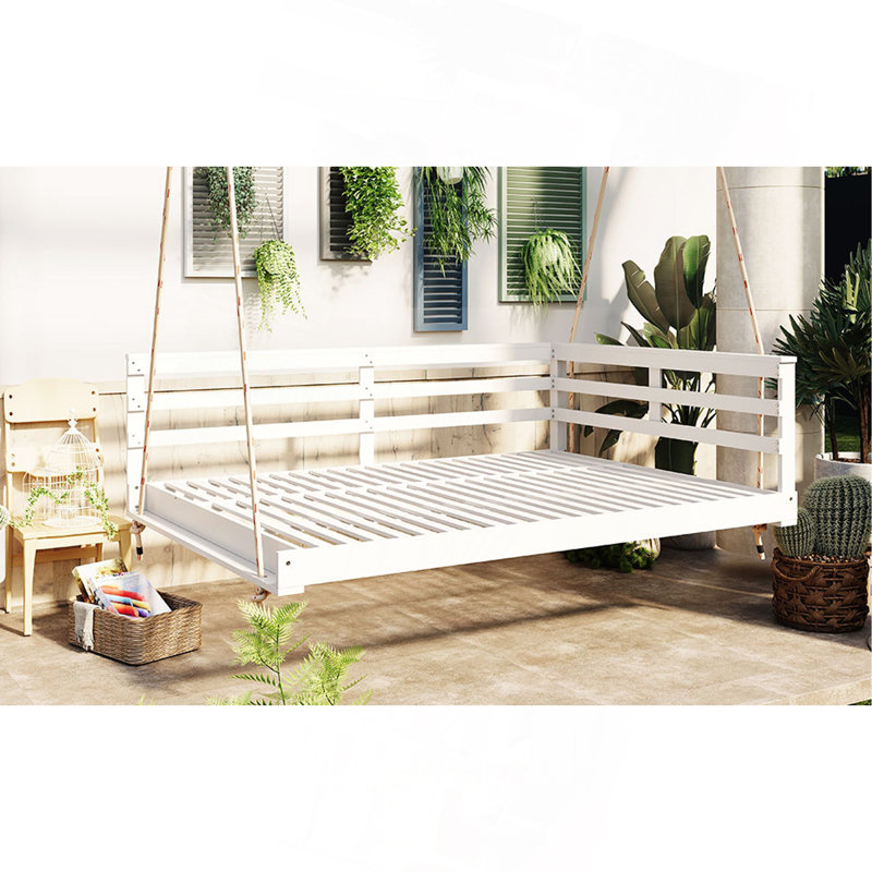 Balancelle d'extérieur en bois d'acacia, Blanc, 55"