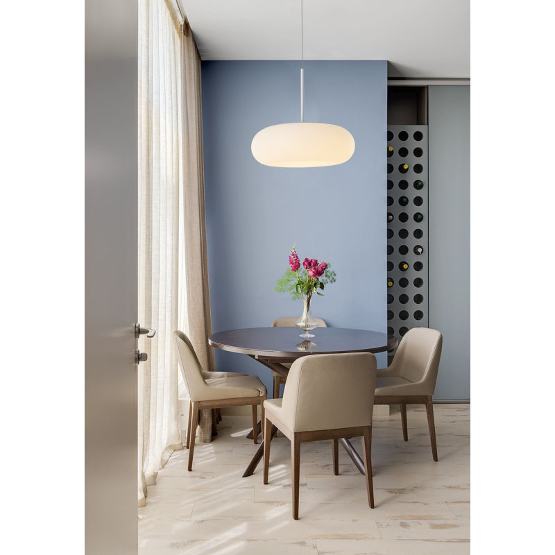 Luminaire suspendu argenté à 1 lumière Thomes avec abat-jour rond en verre