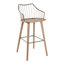 Tabouret de bar à hauteur fixe en bois blanchi et cuivre antique avec repose-pieds carré