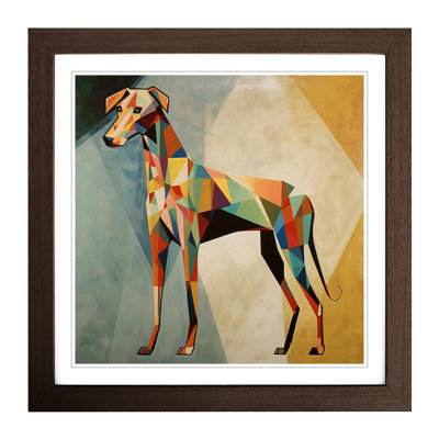 Greyhound Dog Constructivism No.3 - Single Picture Frame Print on Wood