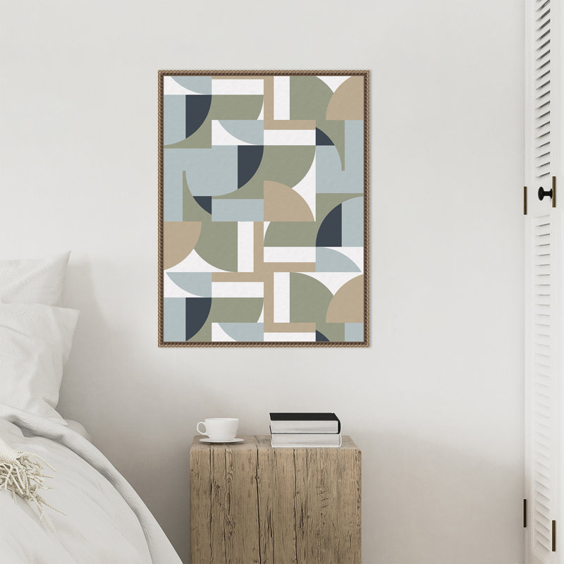 «Futuristic Bauhaus Polygons Beige» par Ninola Design, reproduction d'art sur toile encadrée, H 30 po x l 23 po