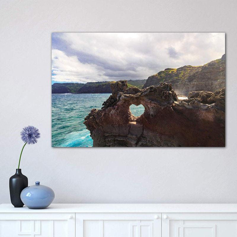 Heart-Shaped Opening Near Nakalele Blowhole, Northern Tip of Maui, HawaII 1 Piece Wrapped Canvas Wall Art