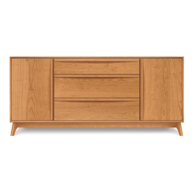 Buffet en bois de noyer massif à 3 tiroirs de 66,13 po de large Catalina