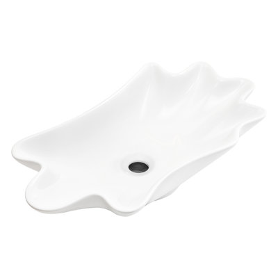 Bathroom Vessel Sink 24In*13In Shell Shape, High - Fired Ceramic, Easy Maintenance, Pre Installed Drain American Design, Quality Finish, No Faucet Hole