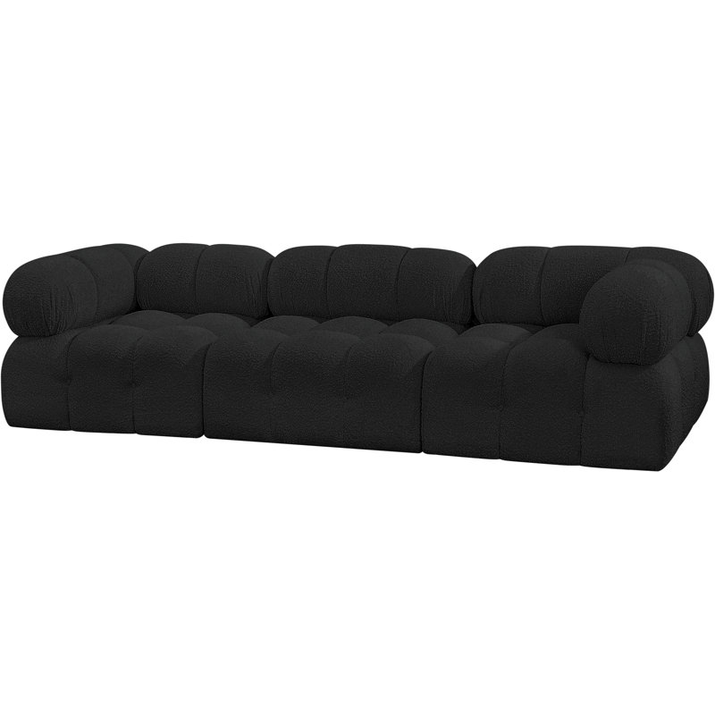 Ames Upholstered Sofa, Black Boucle Fabric, 2 Armless, 2 Corner
