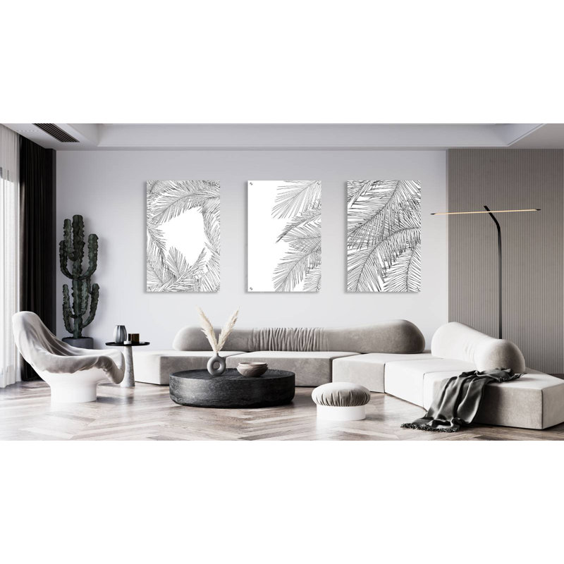 Feuilles graphiques - ensemble de 3 reproductions sans cadre
