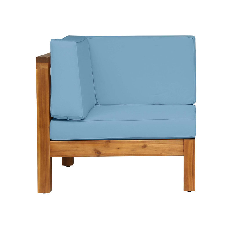 Fauteuil à dossier en X Brava1, Coussin bleu / structure en bois