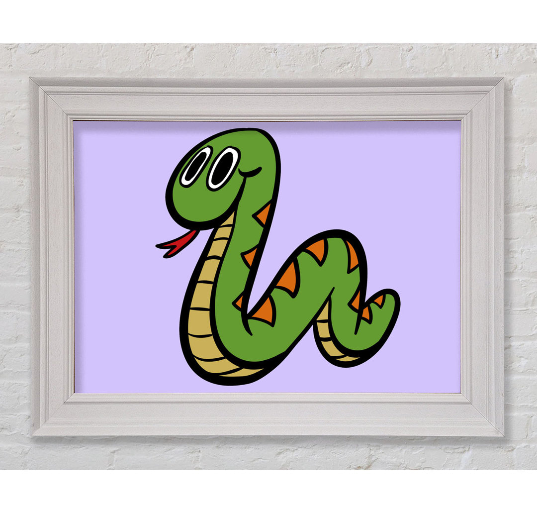 Gerahmtes Leinwandbild Cartoon Snake in Flieder