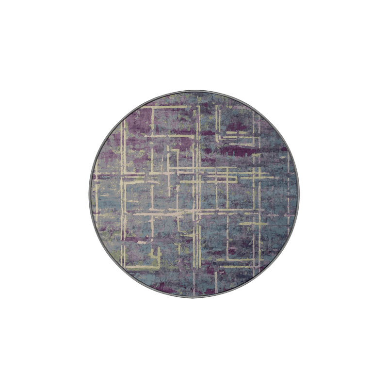 Tapis gris soyeux et moelleux, Rond 4 pi