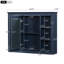Armoire murale de salle de bain avec miroir, 35 po x 27,5 po, construction, tablettes réglables, armoire de finition bleue 35 po x 27,5 po, style moderne, bleu, miroir inclus avec rangement-131094837