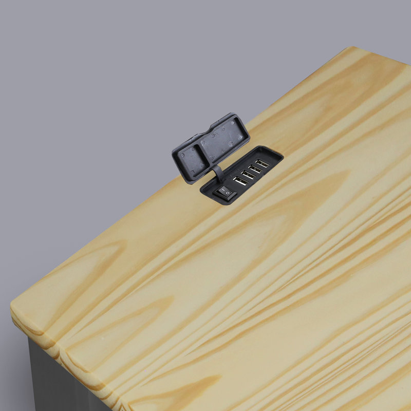 17.5'' W Solid Wood Nightstand, Gray/Natural