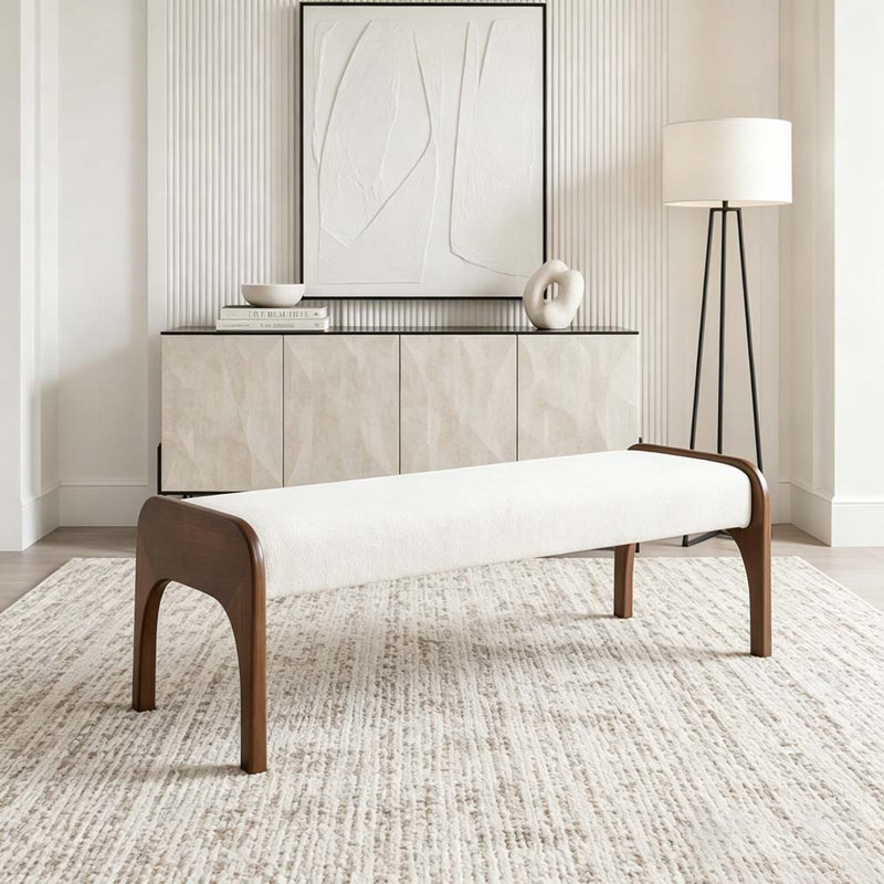 Banc long rembourré 50,25 po, Beige