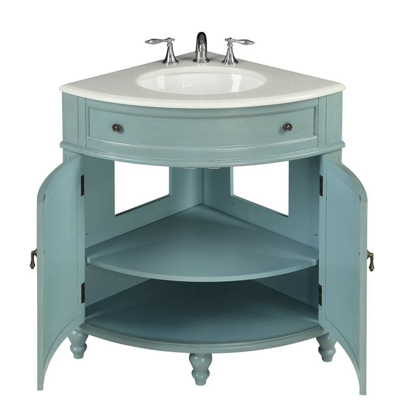 Wilhoite 24'' Single Bathroom Vanity with Top, Vintage Light Blue, White