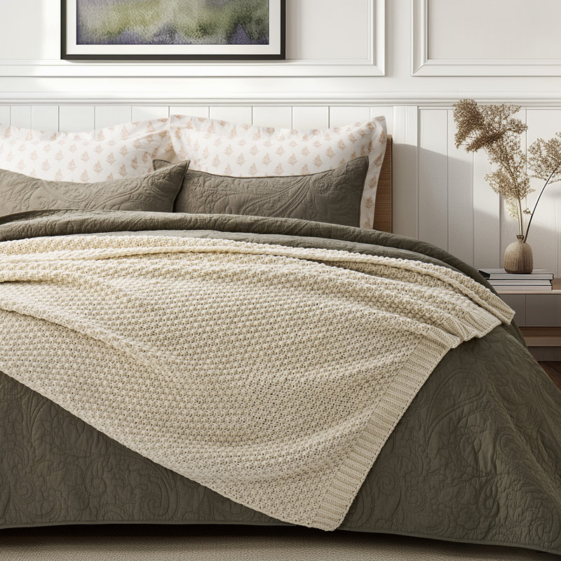Jeté Chunky, L 80 po x l 60 po, Beige