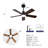 Smart 42" Indoor/Outdoor Ceiling Fan With Light, Dual Finish Black/Walnut 6-Blade, Remote  Control, Dimmable Led, 6-Speed Quiet Dc Motor, Reversible