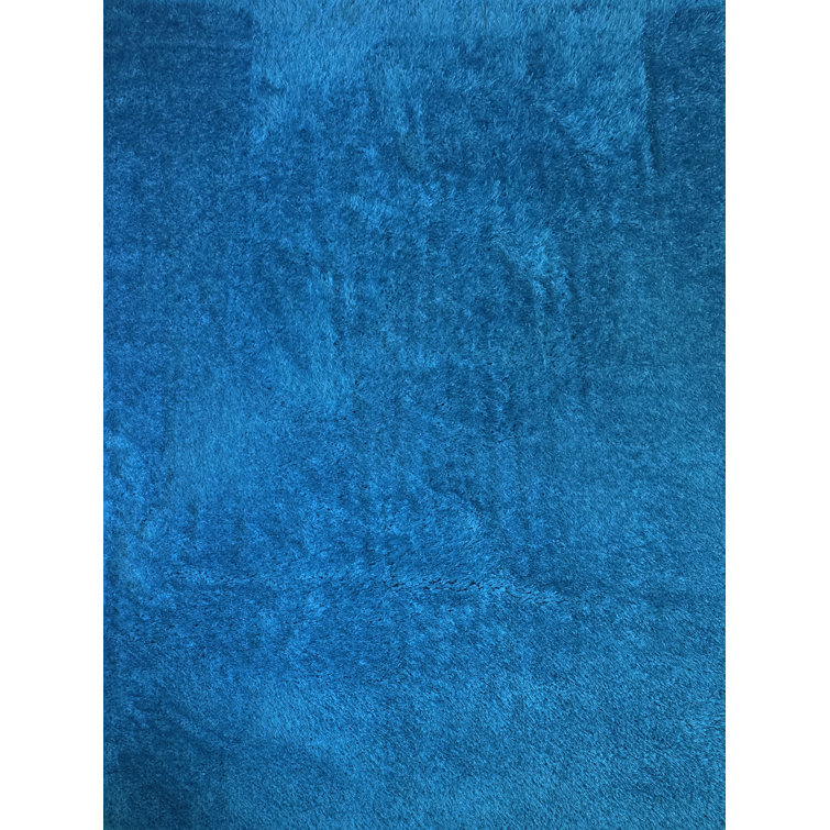 Feather Blue Solid Abstract Area Hand Carved Rug