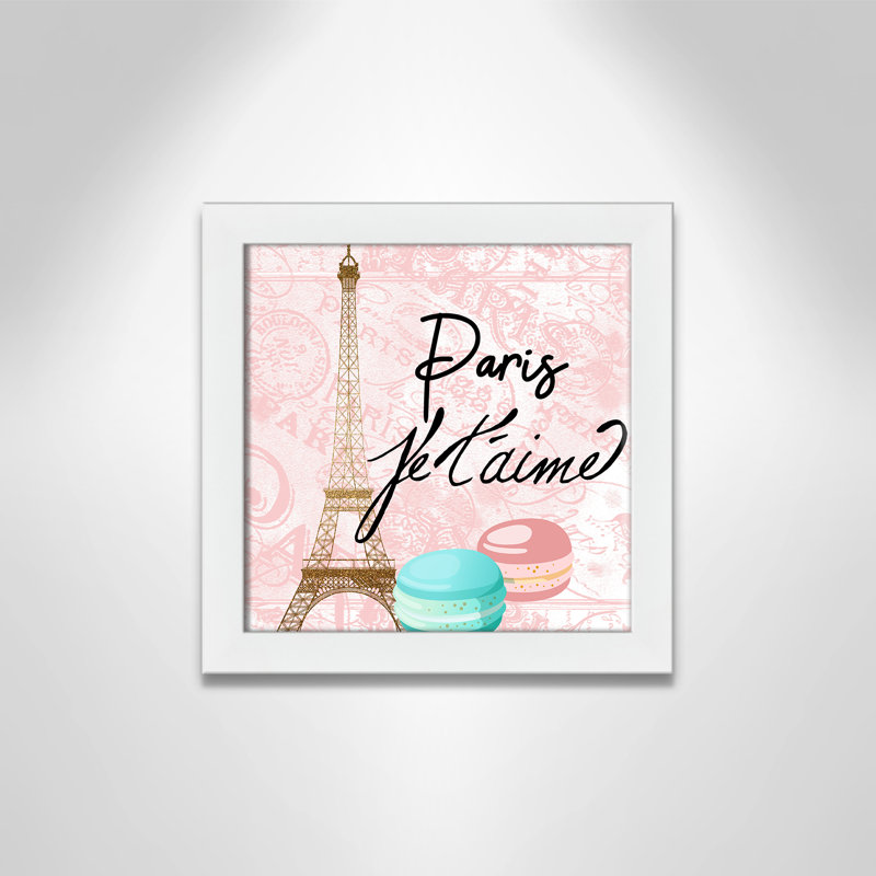 Bonjour paris 1, H 12 po x l 12 po x P 0,63 po, Cadre blanc