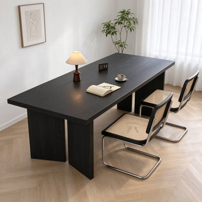 Bureau rectangulaire en frêne massif noir