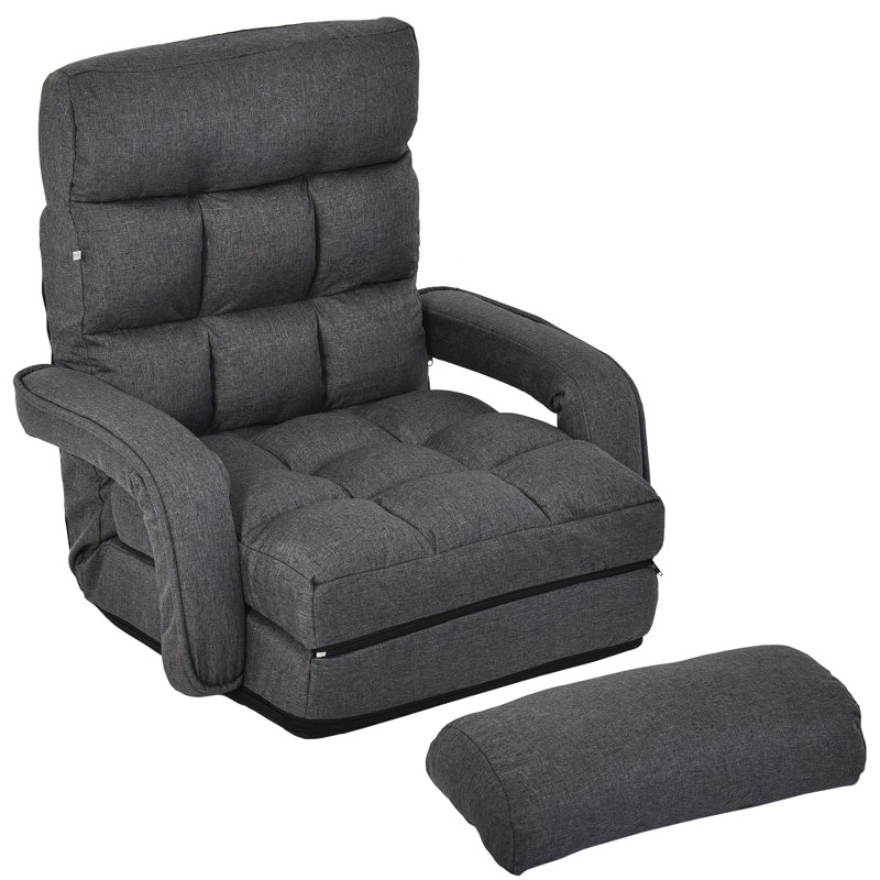 Chaise longue à accoudoirs encastrés Roger, Microfibre gris anthracite
