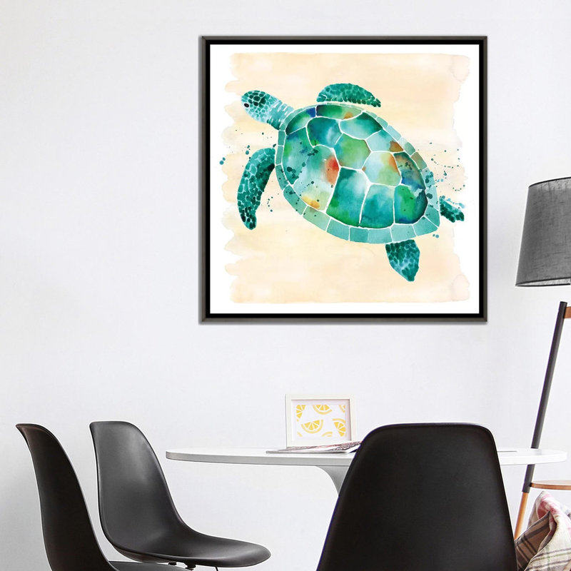 Tortue de mer par Sara Berrenson - reproduction d'art, Aucun mat, H 37 po x l 37 po x P 1,5 po