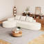 Canapé modulaire rembourré en L 3 places en L avec tissu haute résilience, bords arrondis, coussins décoratifs, siège confortable pour le salon, combinaison, beige, coussins,-1729310276-1729310297