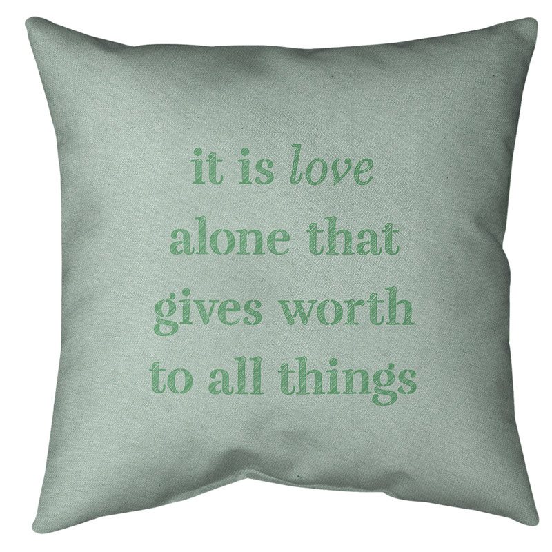 Coussin de sol amour inspirant, 40 po x 40 po, Vert