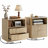 Night Stand With Charging Station, 2-drawer Fluted Bedside Table With Open Shelf, Storage Nightstand For Bedroom（Set of 2)