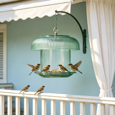 Mangeoire à oiseaux suspendue, protège-pluie, dôme, bouclier écureuil, 9,84 x 4,72 po, vert