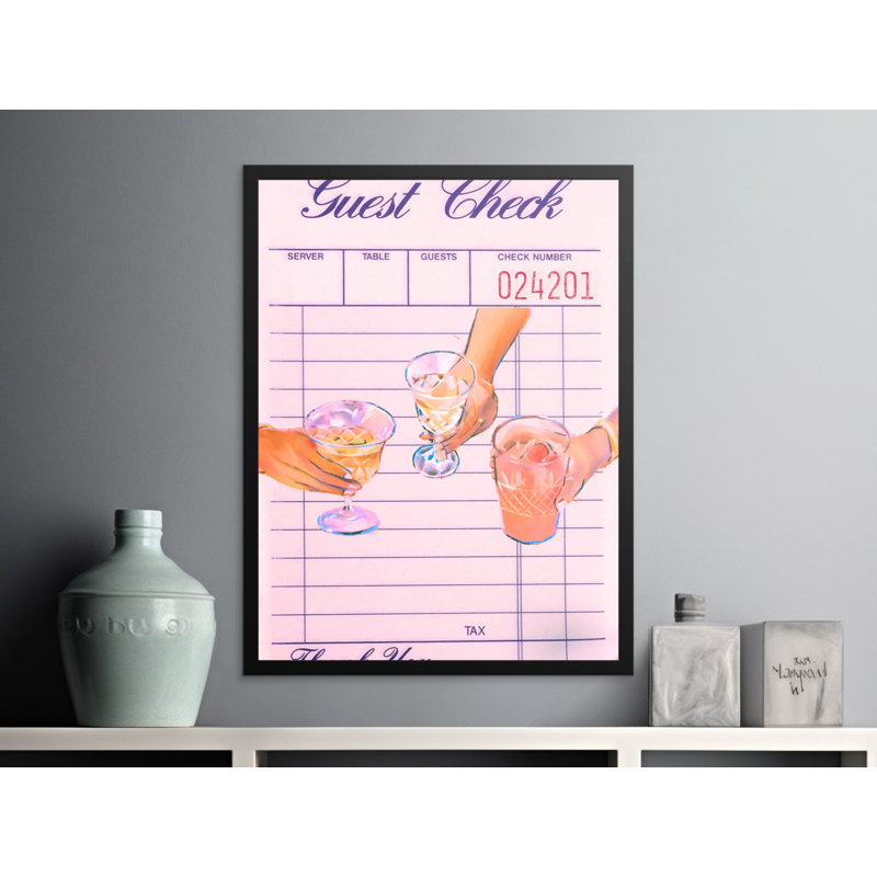 Guest Check Wall Art, Cocktail Art Print, Bar Decor, Drinks Illustration, Kitchen Art, Party Artwork, Framed Art Available