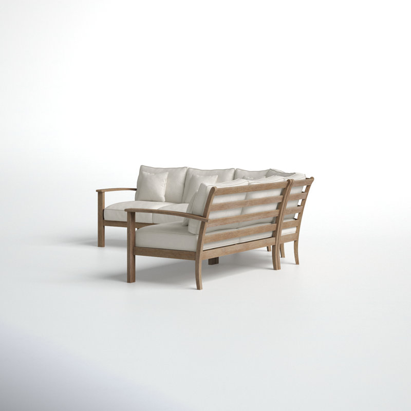 Vergara 5-Piece Acacia Wood Outdoor Sectional Sofa Set with Cushions, Beige