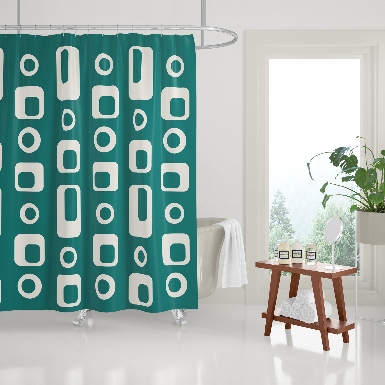 Mette Mid-Century Shower Curtain, Merald